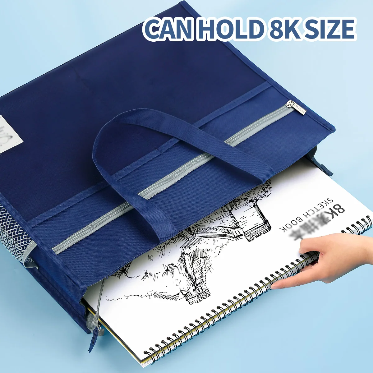 Huajie ผ้า Oxford ความจุขนาดใหญ่ถุงเก็บแบบพกพามัลติฟังก์ชั่นเหมาะสําหรับ A3 Art Sketch และไฟล์ 8K - ศิลปิน, ครู, เครื่องใช้สํานักงานและ Travel Ideal Choice, มีให้เลือกในสีฟ้าอ่อน, ชมพูหรือสีฟ้า, สามสี, กระเป๋าศิลปะ