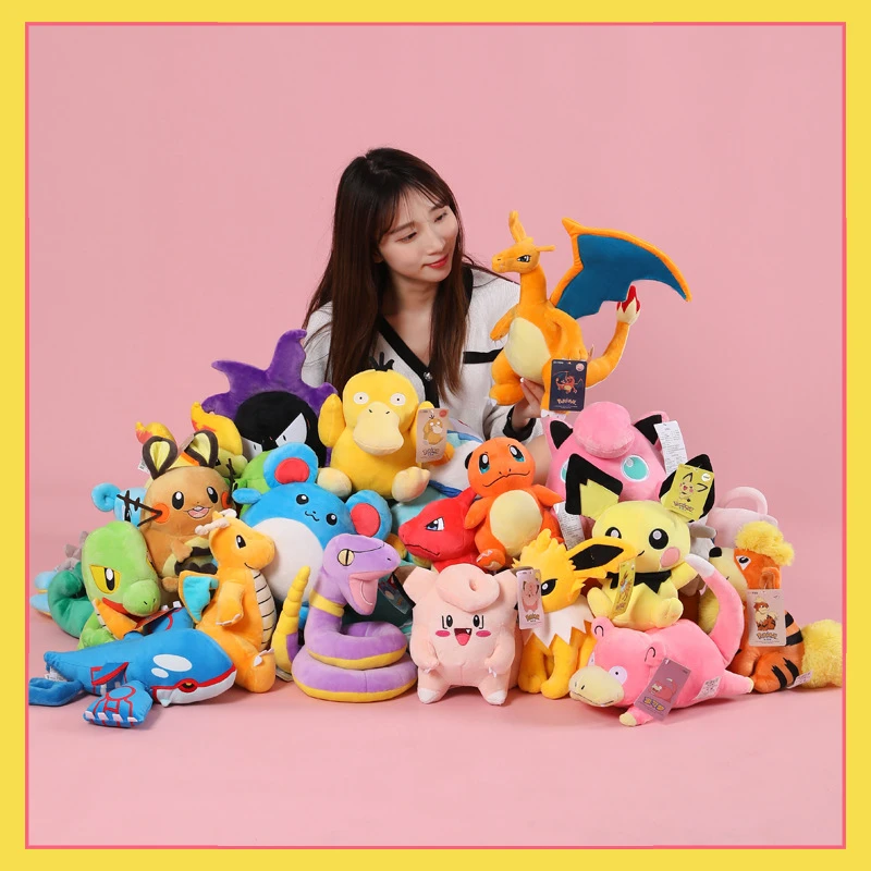 

New Pokémon Pikachu Plush Peach Duck Charmander Doll Gengar Bulbasaur Doll Eevee Ornament Collection Toys Best Holiday Gifts