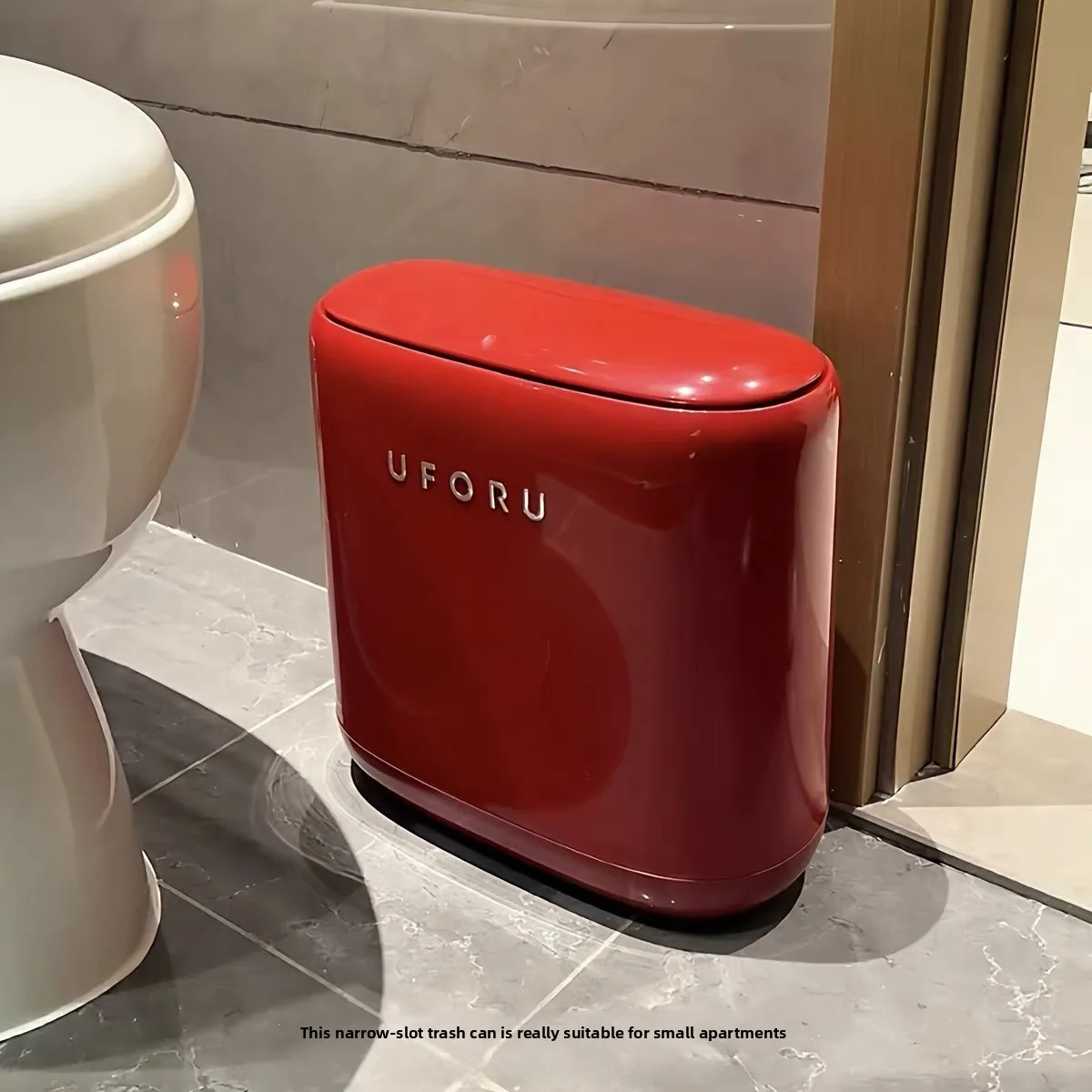 

Red Narrow Tra Can Toilet Batoom Small pe Cover Paper Basket Creative Pr Open Cover Double Layer Sanitary Tube