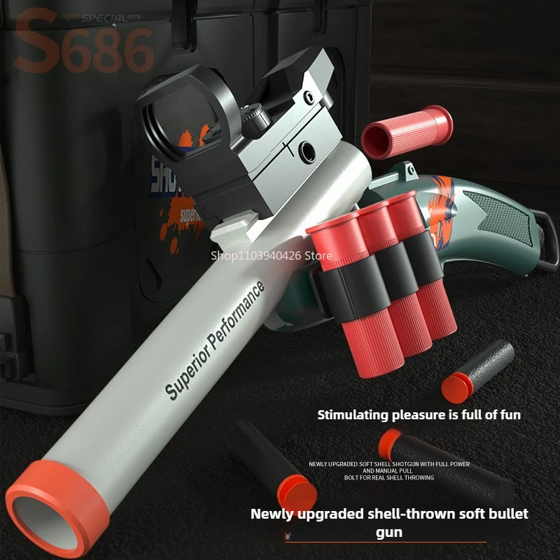 S686 Throwing Shell Shotgun Toy Gun Soft Bullet Airsoft Launcher Outdoor Sports CS Game Pistola Shooter Fun Toy for Boys Gift view 5