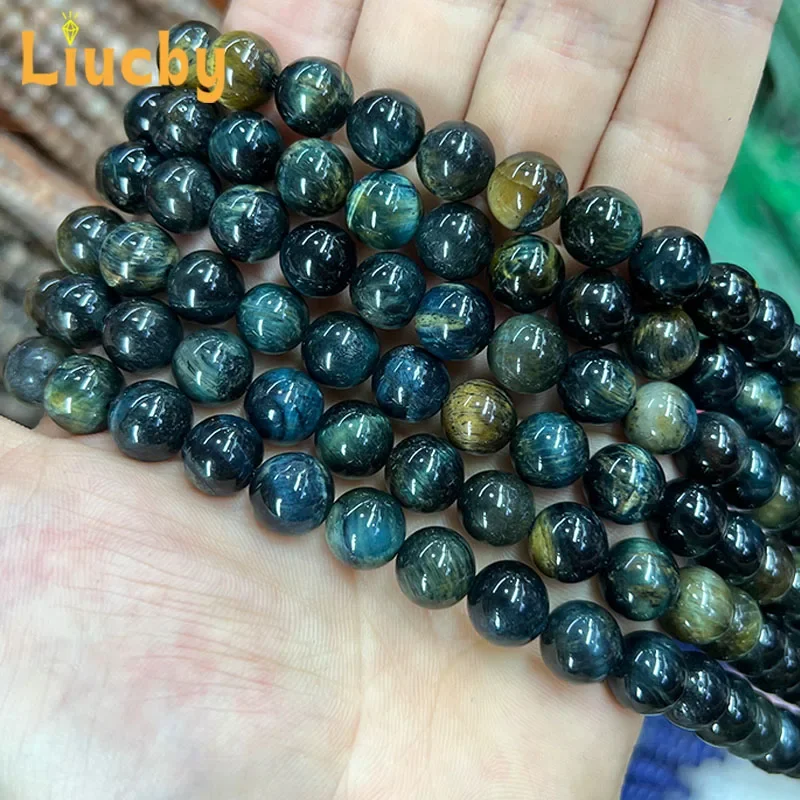Naturstein, graue, gemischte Farben, Tigeraugen-Perlen, DIY-Armbänder, Zubehör, Schlüsselanhänger, für die Schmuckherstellung, 15" Strang, 6/8/10/12/14 mm – Detail 6