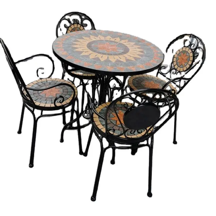

European Style Luxury Five-Piece Outdoor Metal Furniture Sets Coffee Table And Chairs Set