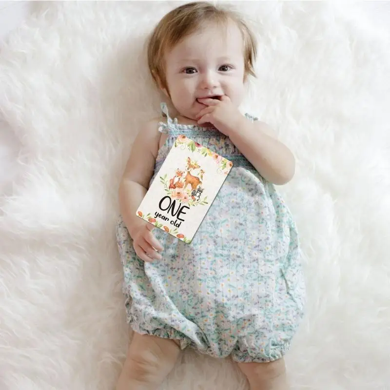 Milestone Cards Monthly Newborn Kids Commemorative Card Number Photo Props P31B