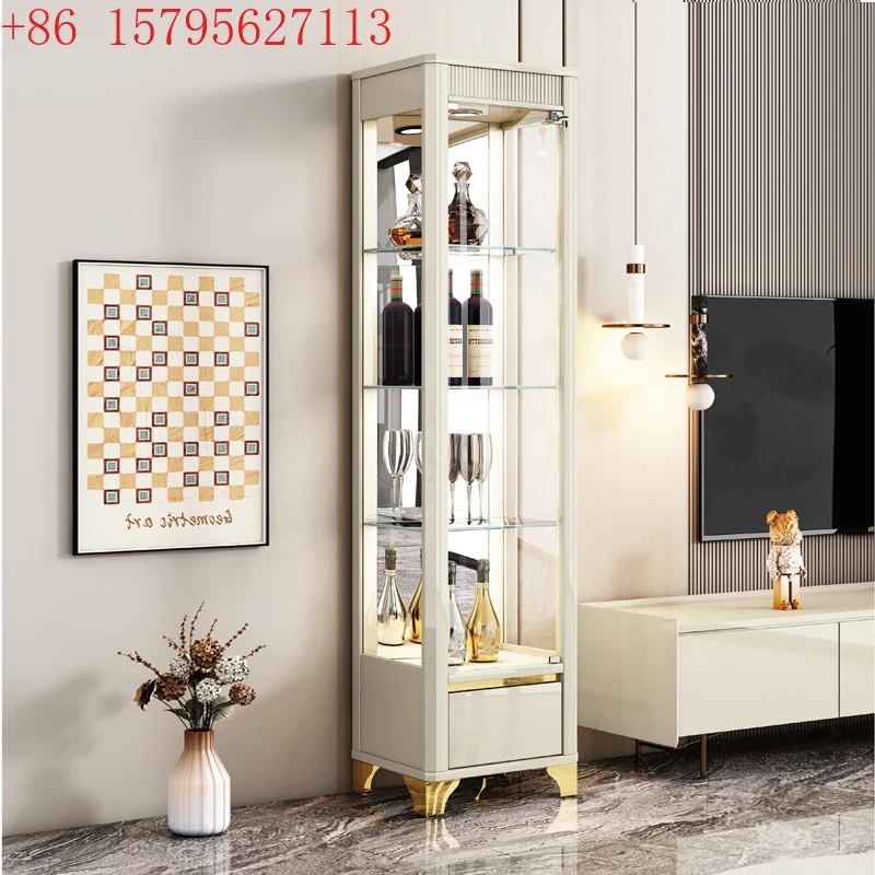 Armoire de Bar Haute Moderne en Verre Noir de Luxe pour Salon, Organisateur de Boissons, Meuble de Rangement pour la Maison
