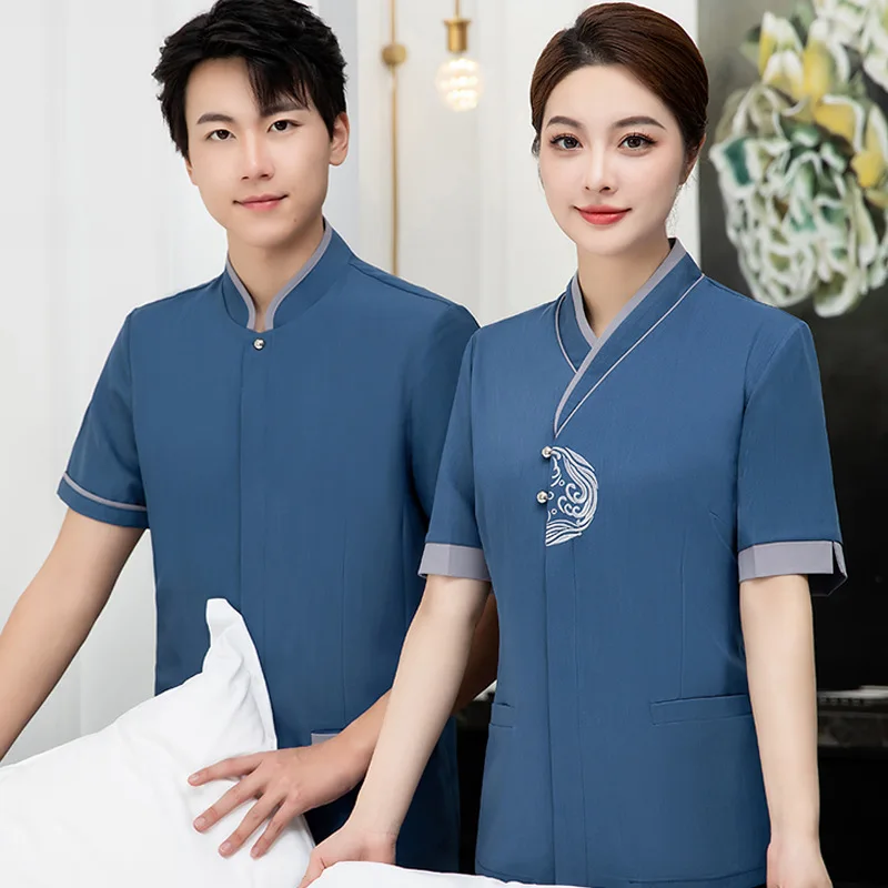 

Hotel Cleaning Work Uniform Short Sleeve Tea House Mall Property Sales Office Guesthouse Room CleanerPASummer Suit