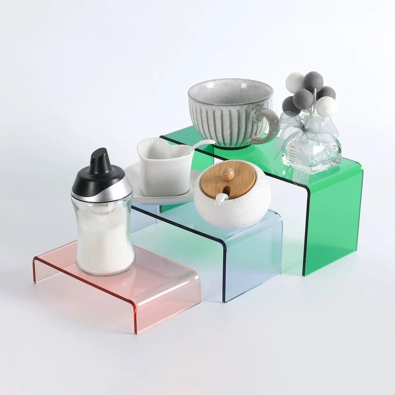 Colorful Transparent Acrylic U-Shape Stackable Display Shelf, Organizing and Displaying Toy Models, Handbags, Shoes