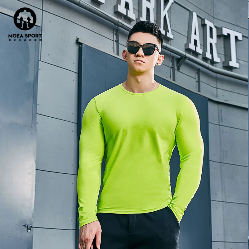 DROZENO Long-sleeved T-shirt Men's Pure Cotton Clothes Slim-fit Inner Base Shirt Top Solid Color