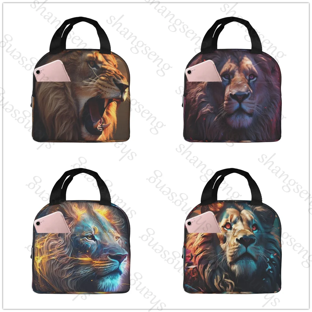 

Lion ferocious animal Print Insulated Thermal Bag Lunch bag Foods Drink Storage Leakproof Picnic Camping Bags Box beach