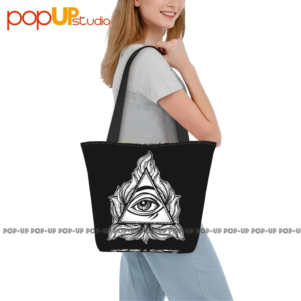 All Seeing Eye In A Triangle Illuminati Trendy Handbags Tote Bag Shopping Bag Shopper Purses