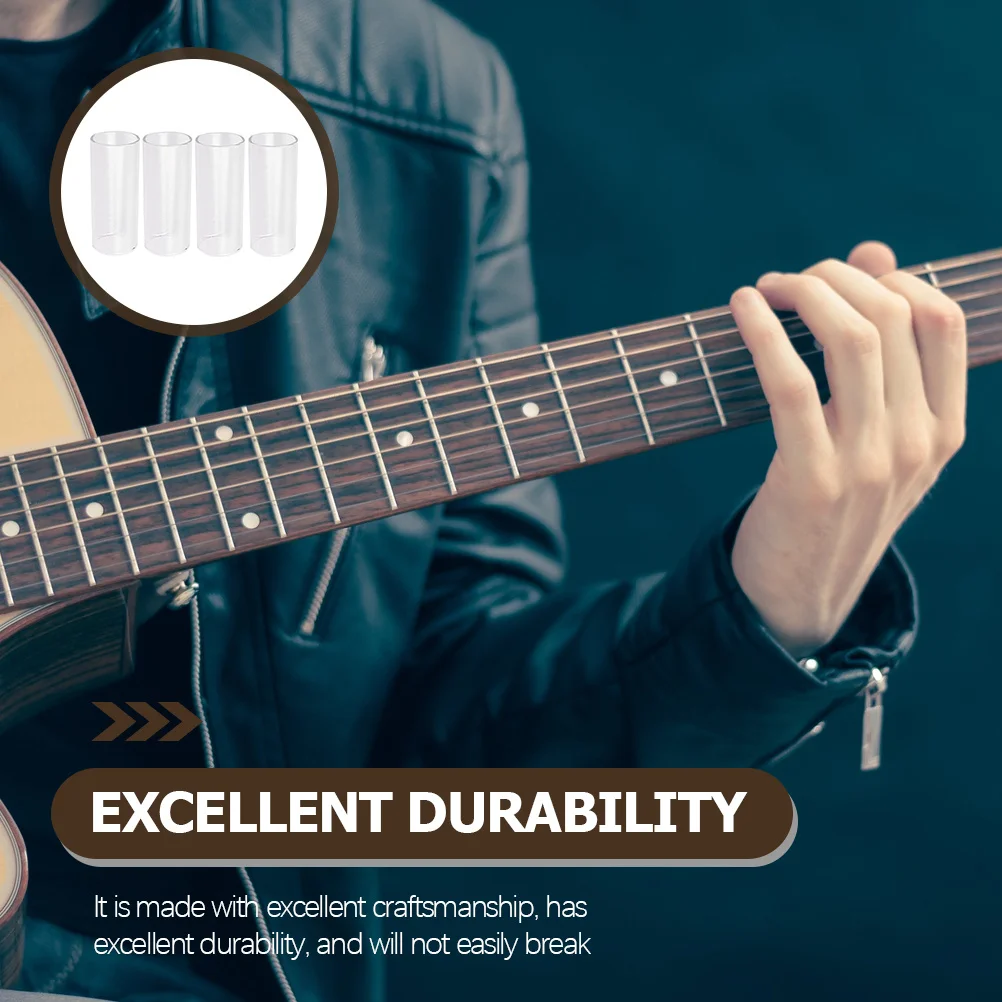 

4 Pcs Slides Finger Slider Guitar Musical Accessories Gifts for Men Guitars Clear Glass Acoustic Electric