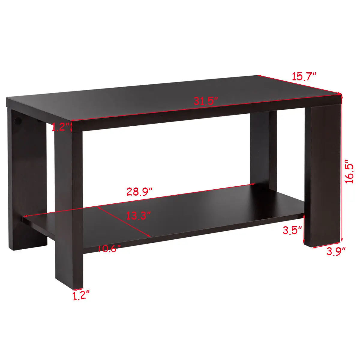 Giantex Coffee Table Rectangular Cocktail Table Wood Modern Living Room Furniture with Storage Shelf image 2
