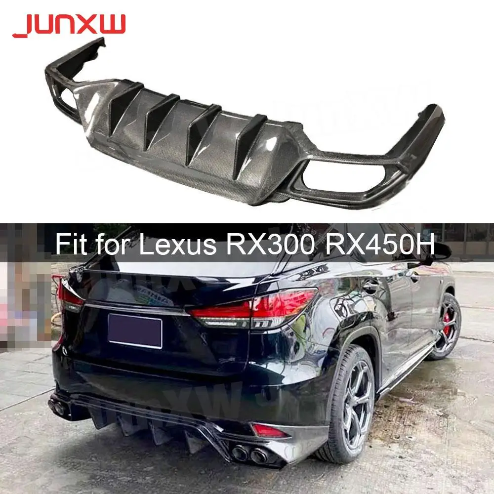 Carbon Fiber Rear Bumper Lip Diffuser FRP Unpainted Black Extension Covers For Lexus RX300 RX450H 2020 UP Auto Car Styling