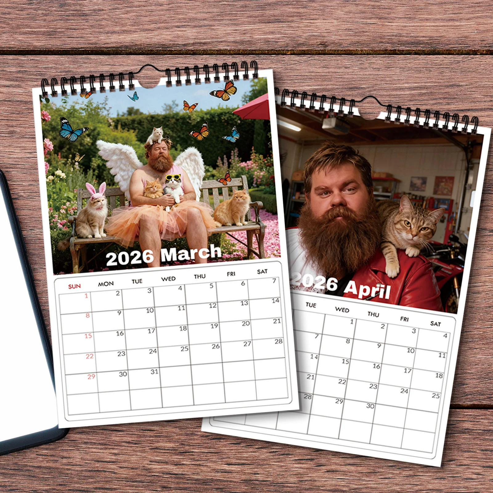 1 قطعة 2026 تقويم جداري بطابع Cat Daddies ، لمحبي القطط وعشاق الحيوانات الأليفة ، مثالي لتزيين المنزل والمكتب ، تقويم حائط مضحك #6