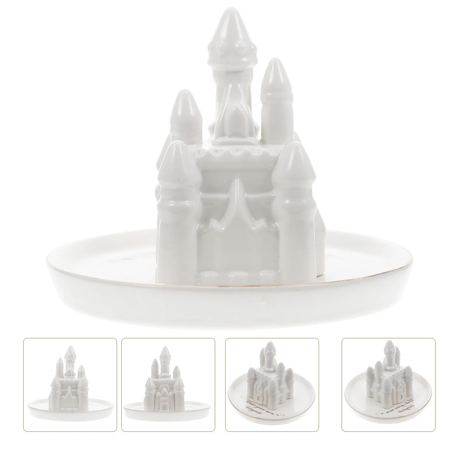 

Ceramic Castle Design Jewelry Tray Decorative Jewelry Organizer Plate Desktop Storage Display for Rings Watches Earrings