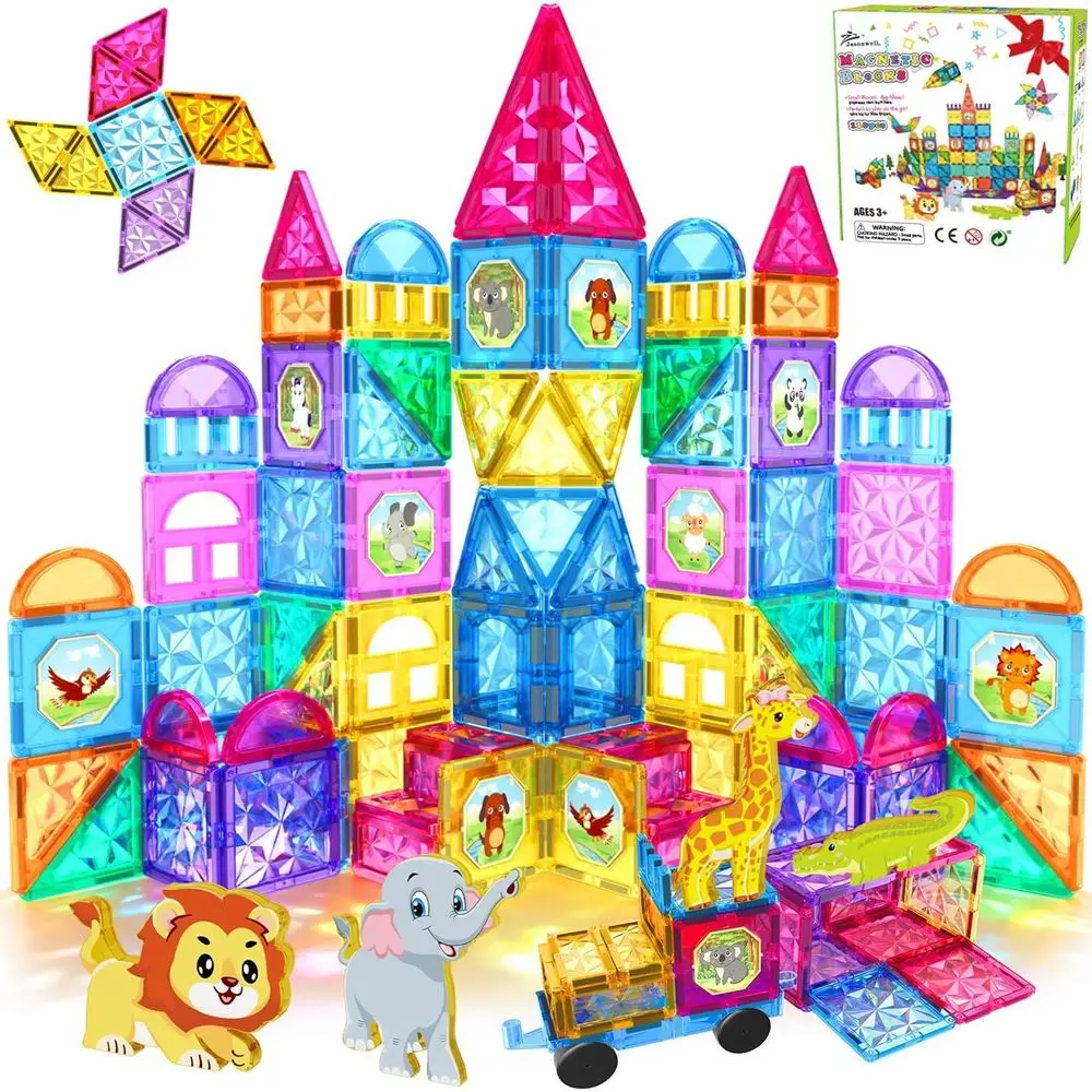 

110-Piece Magnetic Building Blocks Set for Kids: 3D STEM Toys for Ages 3-9, Ideal Gift for Toddlers