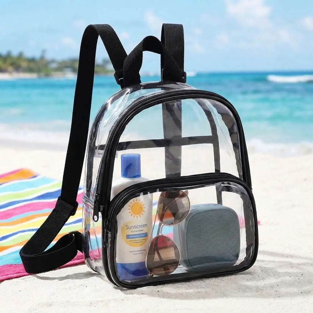 

Waterproof Transparent Backpack Large Capacity Zipper Students School Bag Adjustable Shoulder Strap Korean Style