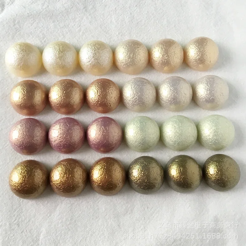 5pcs Japanese Sweet Imitation Fritillaria Pearl Magic Color Wrinkle Bead Semi-pill Resin Flat Back Cabochon for DIY Jewelry