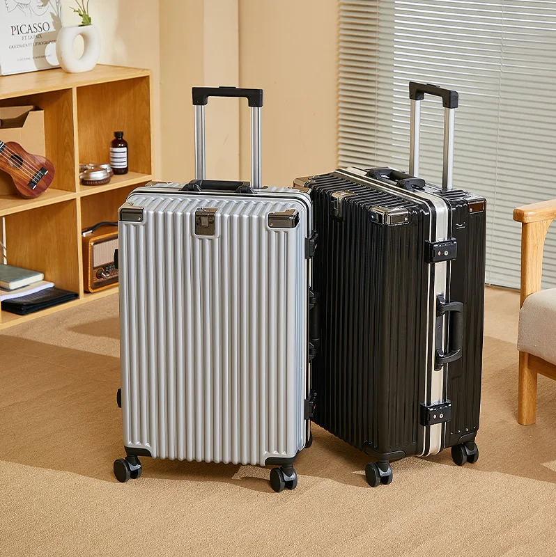 20/22/24/26 بوصة الألومنيوم الإطار الأمتعة حقيبة السفر مقبض حقيبة أمتعة للرجال والنساء مع عجلات عجلات عالمية