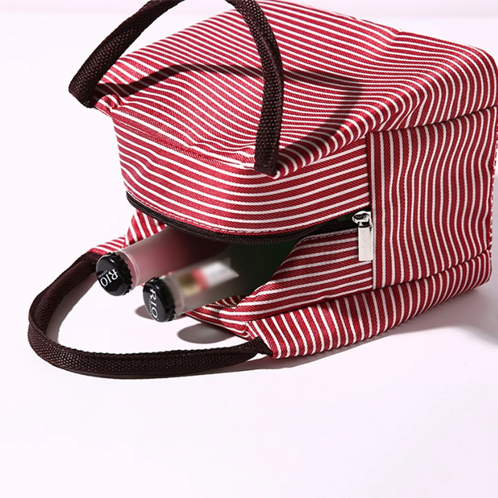 Simple Striped Large-capacity Oxford Cloth Lunch Bag, Portable Picnic Bag, Children's School Insulation Lunch Box Bag