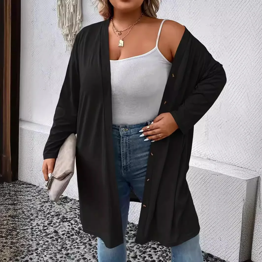 2024 plus size nowy damski sweter z długim rękawem zapinany na guziki dzianinowa kurtka damska plus size kardigan jesienne style