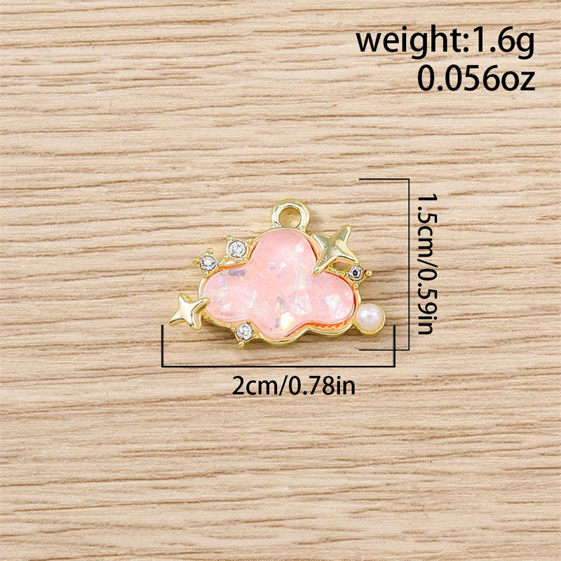 5 Stück niedliche, gemischte Metallanhänger in Form von Sternen und Wolken zum Basteln von Halsketten, Ohrringen und Armbändern, für DIY-Handarbeiten und Schmuckzubehör. – Detail 7
