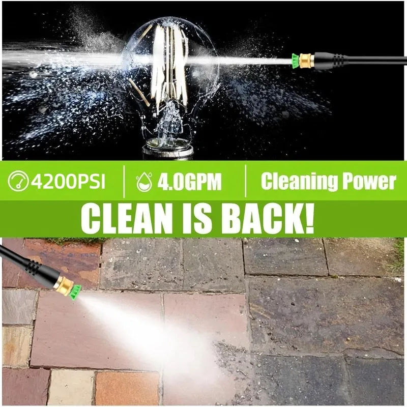 4200 PSI Electric Pressure Washer- 4.0 GPM High Power Washer with 33FT Hose Reel, 4 Spray Tips and Soap Bottle for Car Washing