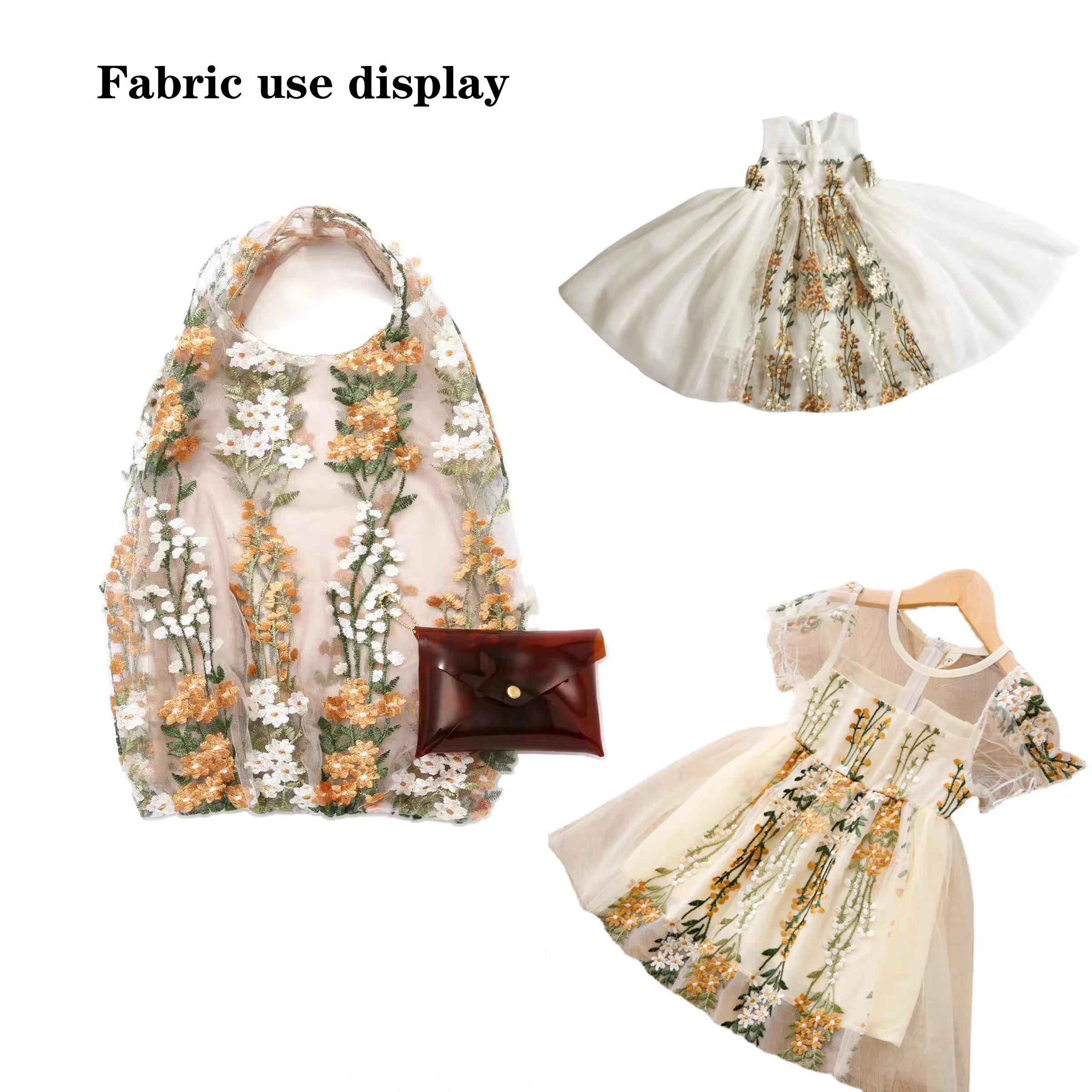 Soft African Tulle Mesh Lace Fabric Embroidered Dress, Diy Wedding Floral Curtain Sewing Patchwork Material Cloth, Width 130CM