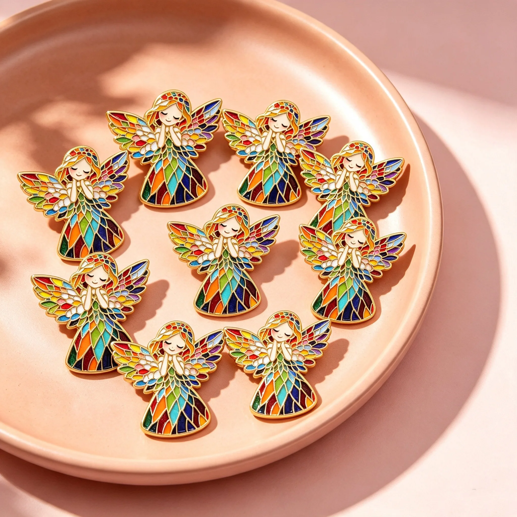 Vintage Brooch Pin - 9 stuks vintage kleurrijke meisjes emaille