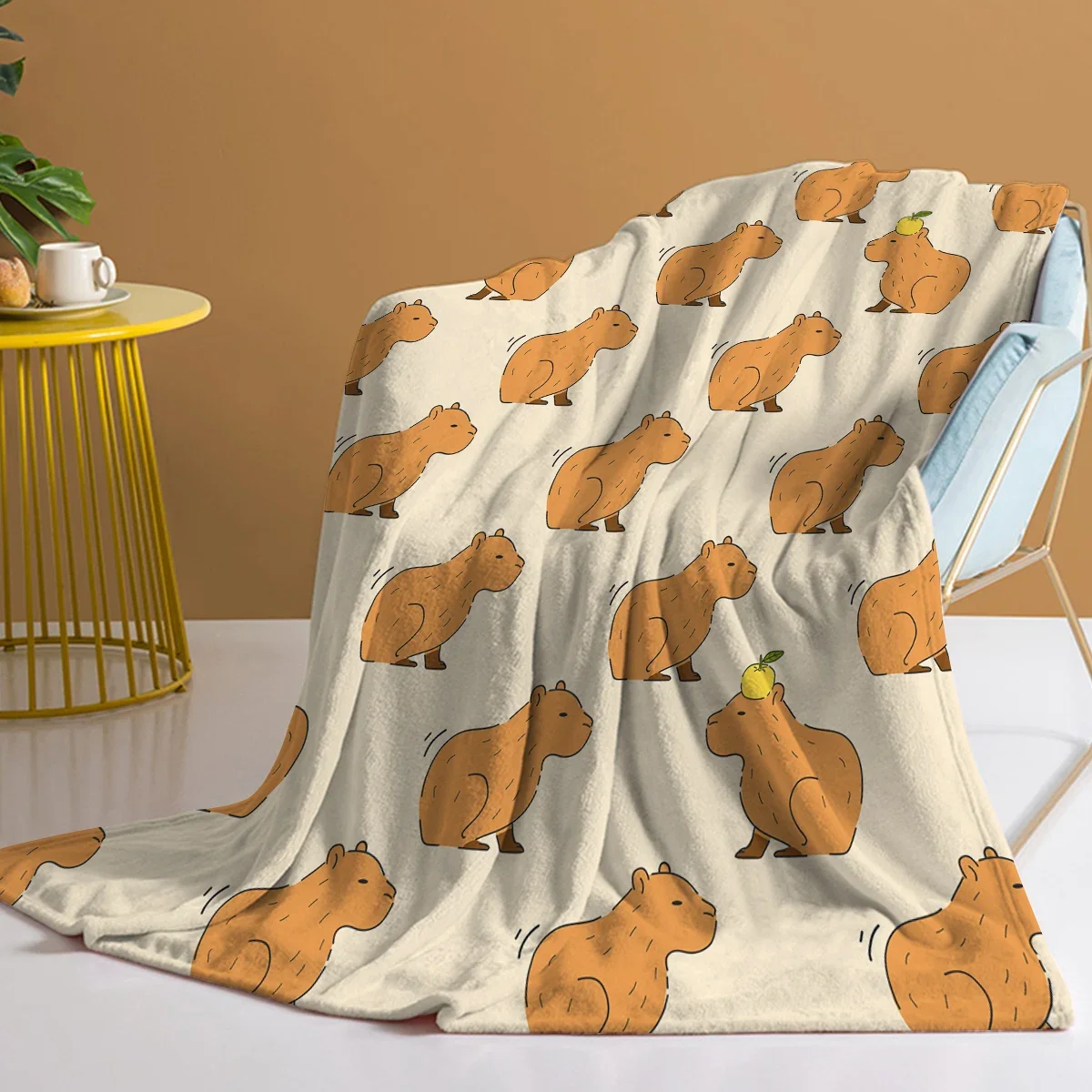 Trembling Capybara Blanket Printed Throw Blanket  Fluffy Flannel Fleece Blanket Soft Throws for Sofa Couch and Bed