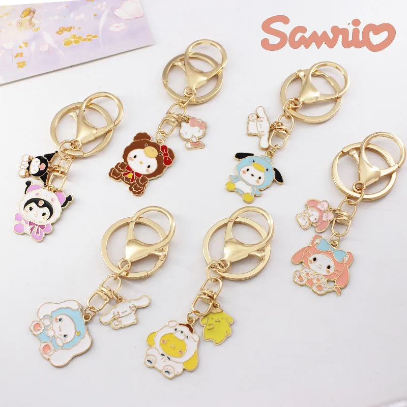 

Sanrio Hello Kitty Keychain Kuromi Cinnamoroll Mymelody Metal Kawaii Keychain Backpack Car Chaing Pendant Decorate Cute Llavero