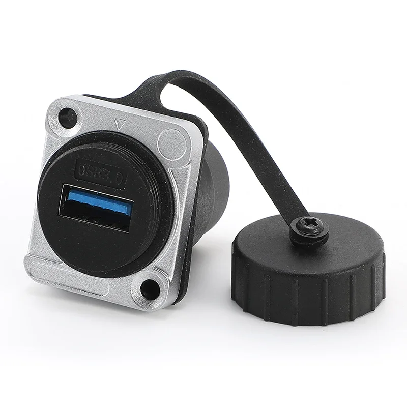 D-نوع مقاوم للماء USB 3.0/2.0 تمرير مزدوج في الهواء الطلق مجلس تركيب USB تمديد كابل لرسو السفن الطيران أنثى ميناء IP67 التوصيل