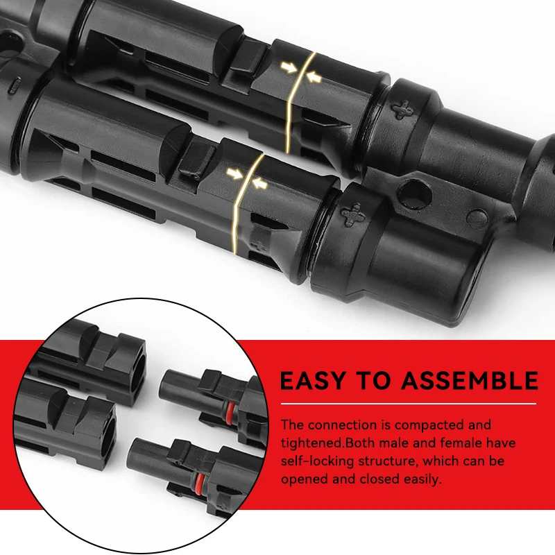 ECGSOLAX 1/2/5 Pairs Solar Branch Connectors Solar Wire Connector as Extension Cord for Parallel Connection Between PV Panels