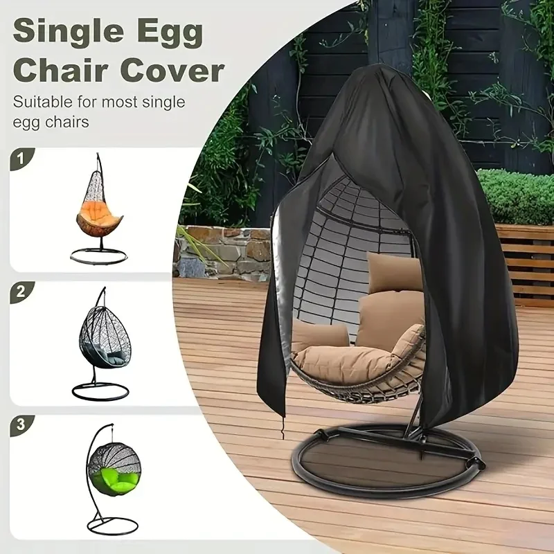 غطاء أرجوحة معلق للفناء الخارجي مع سحاب، غطاء كرسي على شكل بيضة للفناء والساحة وغطاء كرسي بيضة فردي خارجي #1