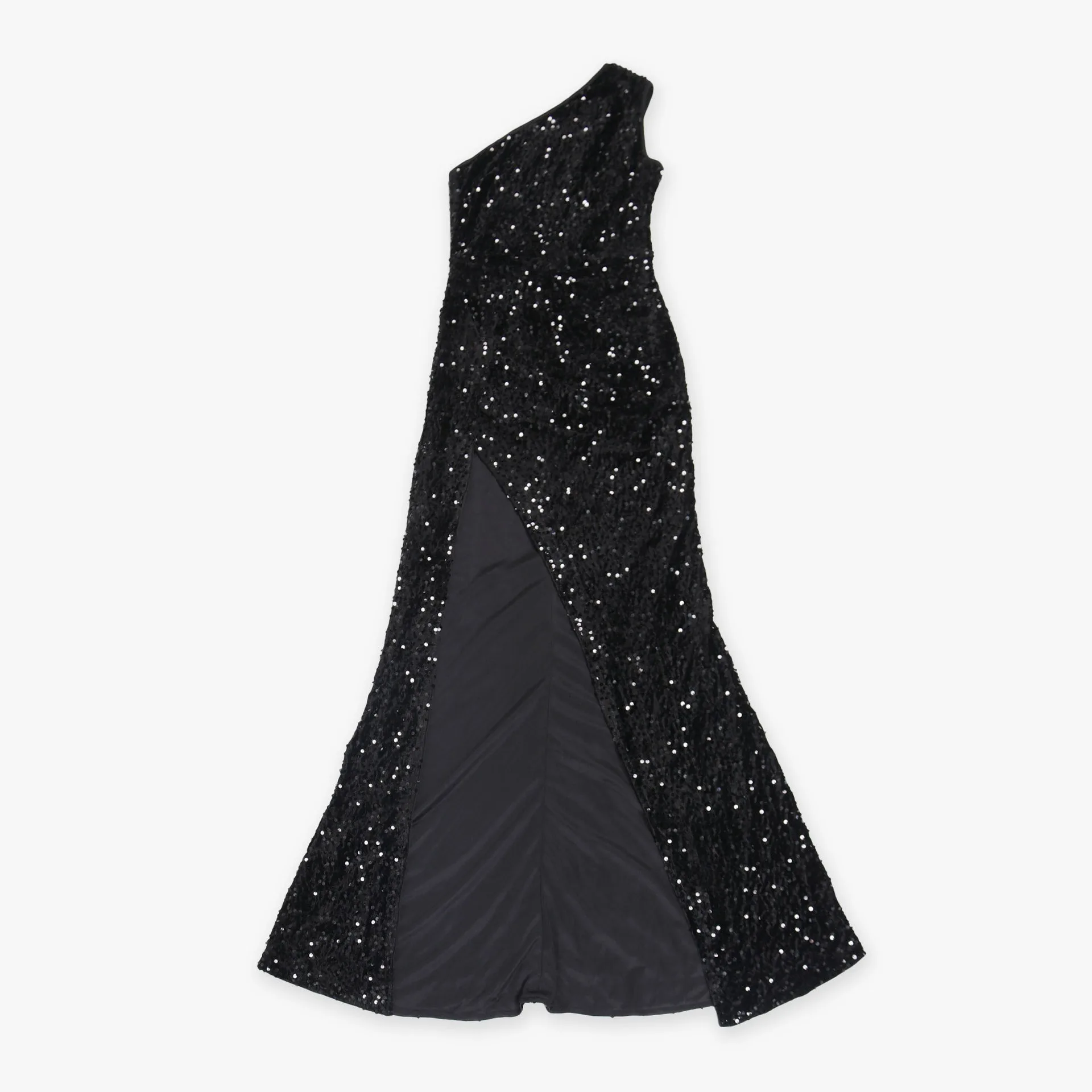 Sexy Nightclub Party Club Banquet Prom Slant Shoulder Split Wrap Hip Slim Velvet Beaded Dresses