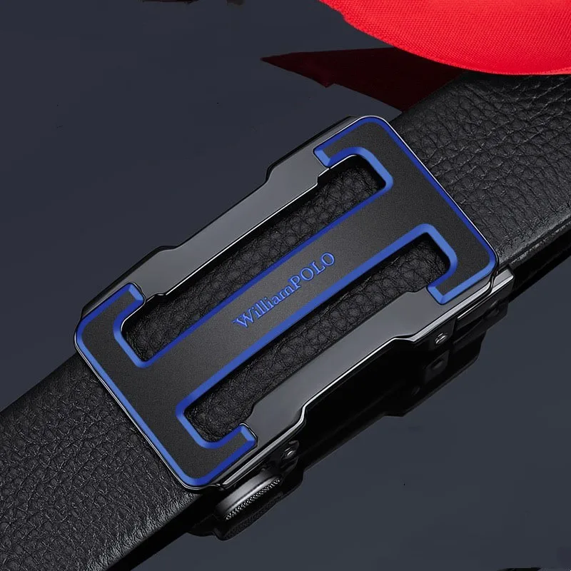 WILLIAMPOLO Berühmte Marke Gürtel Männer Top Qualität Echtes Luxus Kuh Leder Gürtel für Männer Strap Männlichen Metall Mode Automatische Schnalle