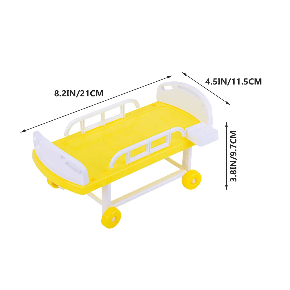 Cama médica simulada mini jogando casa suprimentos de jogo fingindo médico brinquedo berço acessórios