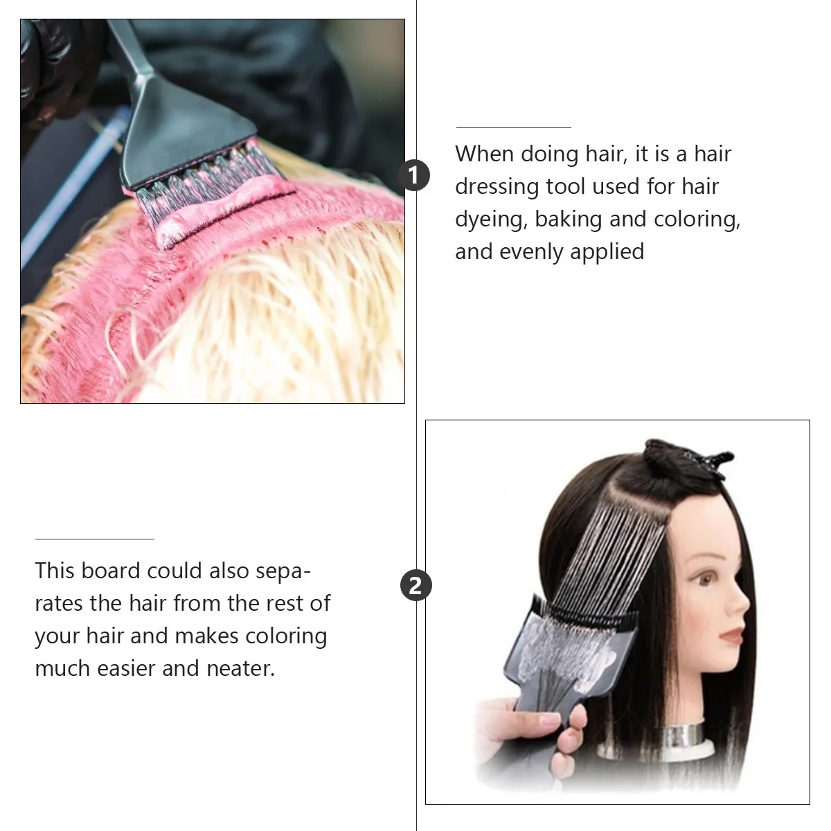 

4Pcs Professional Hair Coloring Kit Highlighting Board Hair Dye Brush Comb for Salon Home Use Damage Free Scalp Protection