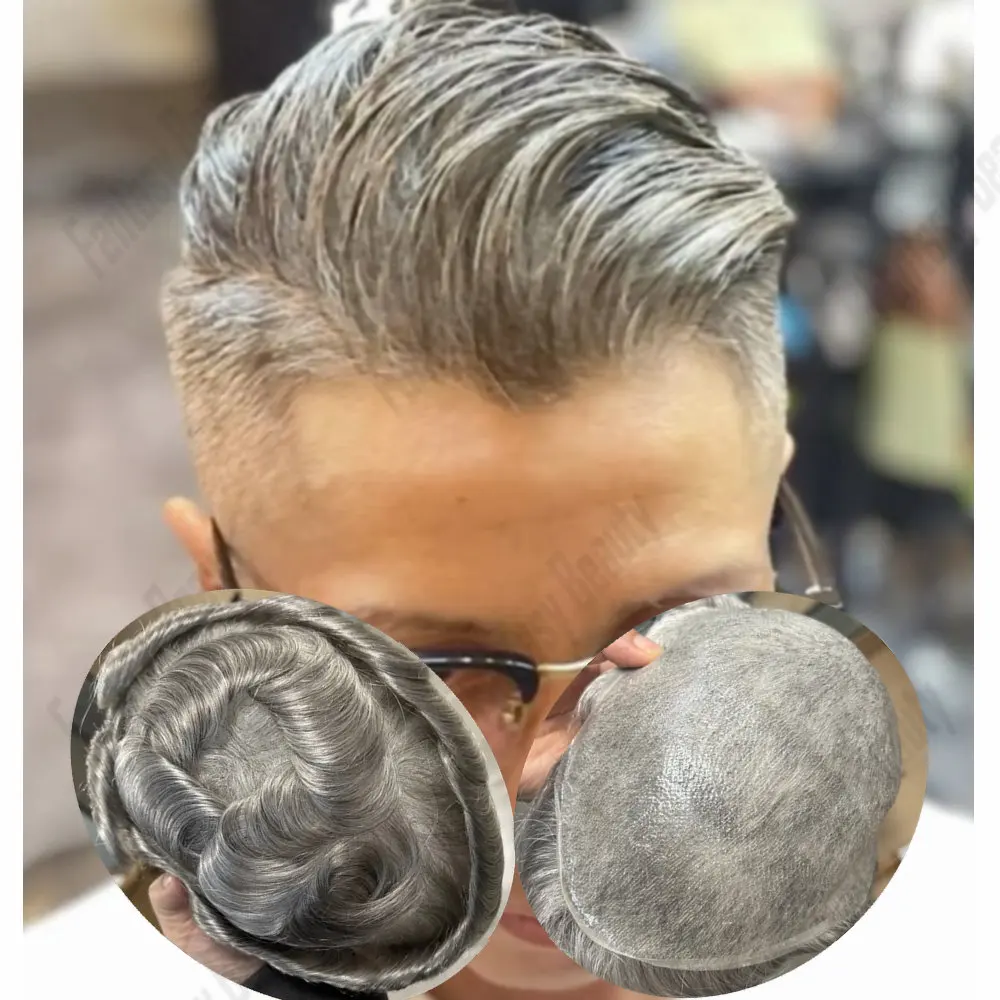 

Мужской парик из натуральных человеческих волос 0,03 мм, серый, черный, блондин, 6 дюймов, короткий, 30 мм, волнистый, мужской капиллярный протез для волос