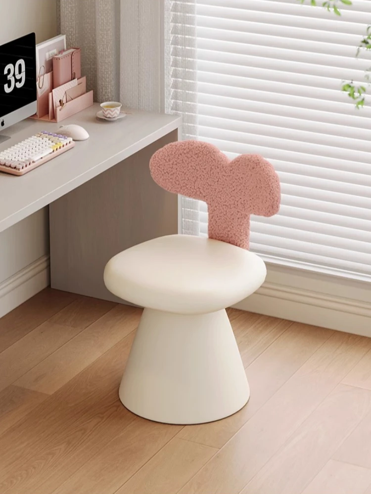 Nordic Cream Style Girl's Bedroom Vanity Chair Rotating Vanity Stool Pink Makeup Chair Designer Furniture Black Velvet Chair