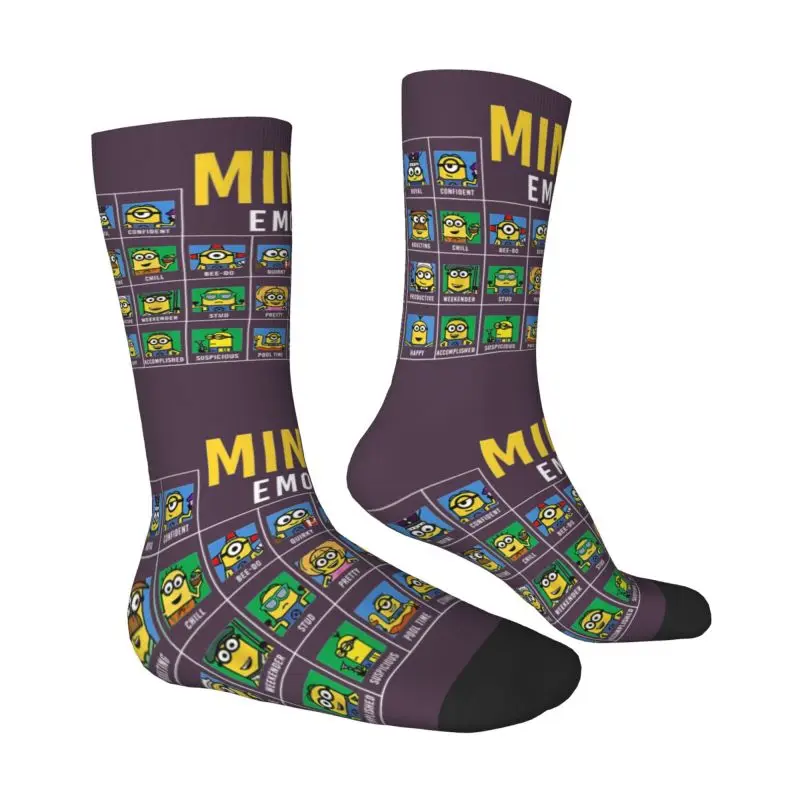 Custom M- Minions Emotions Men Women Crew Socks Unisex Cool 3D Print M- Minions Cartoon Dress Socks