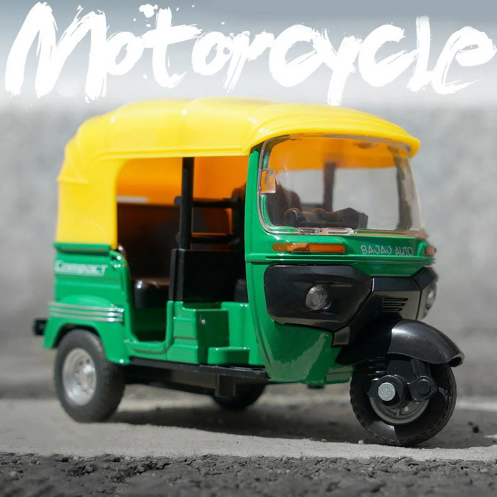 Mini Car Model Toys for Boys Alloy Tricycle Retro Simulation Three Wheels Motorcycle Diecast Pull Back Cars Children Gifts