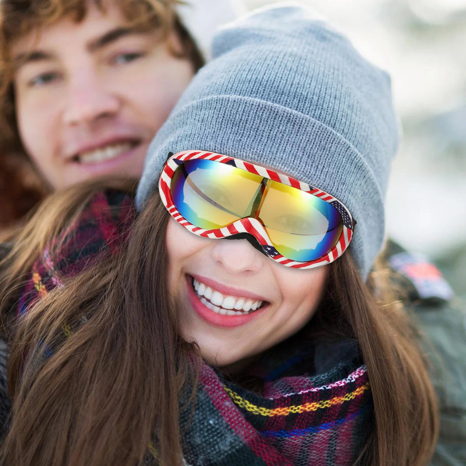 

Motorcycle Goggles Cycling Glasses Snow Eyewear Red Lens Flag Frame Windproof Riding Bike Mountaineering Sports Outdoor