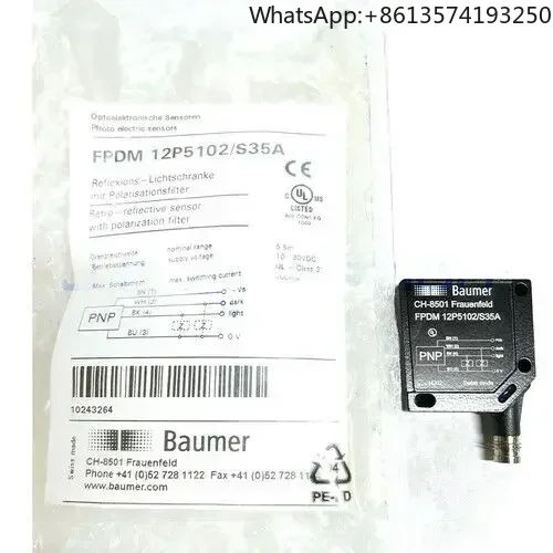 

1 шт., новый, в коробке, BAUMER FPDM 12P5102/S35A, ретрорефлекторные фотоэлектрические датчики