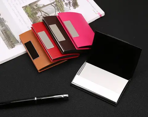 크리에이티브 미니멀리스트 PU 비즈니스 카드홀더, 사무실 및 휴대용 남성용 명함 상자