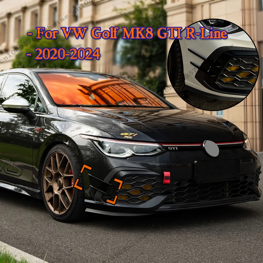 

Front Bumper Side Air spoiler For VW Golf MK8 GTI GTE GTD R-Line 2020-2024 Black Tuning Front Bumper Side Splitter Spoiler Trim