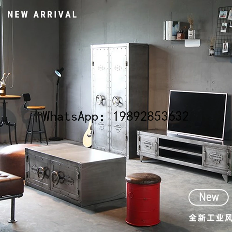 CZ Loft Industrial Style Coffee Table Rectangular Small Apartment Personality Creative Iron Art Vintage Cabinet