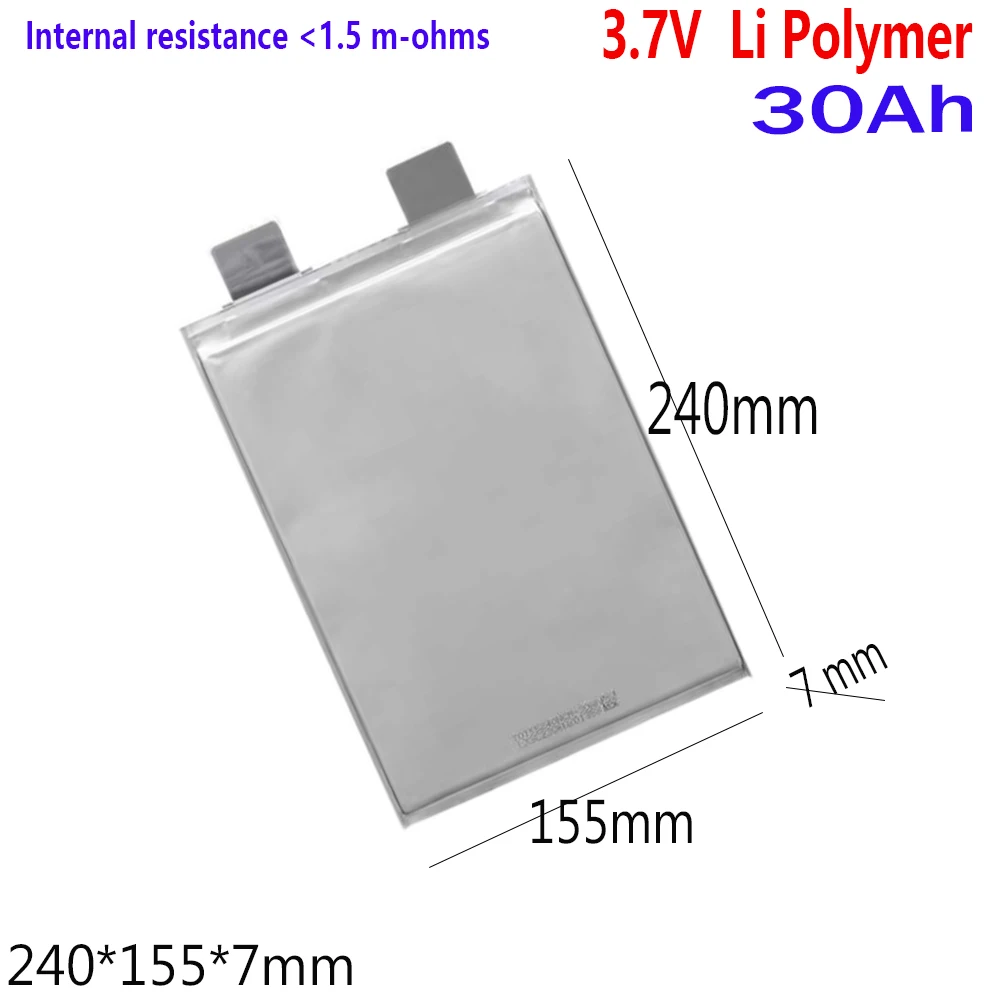 1-20pcs 3.7V Plum polymer Soft pack battery Lipo 30Ah Pouch Cell For Racing Car Electric Motorcycle 240*155*7mm 70155240