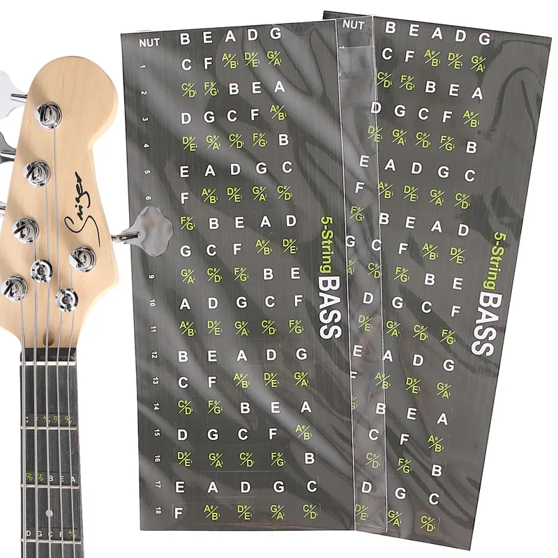 3pcs Guitar Scale Stickers Memory Beginner Play Train Currency Musical Instruments Fingerboard Clear Thumb Bass 4/5 Strings Band