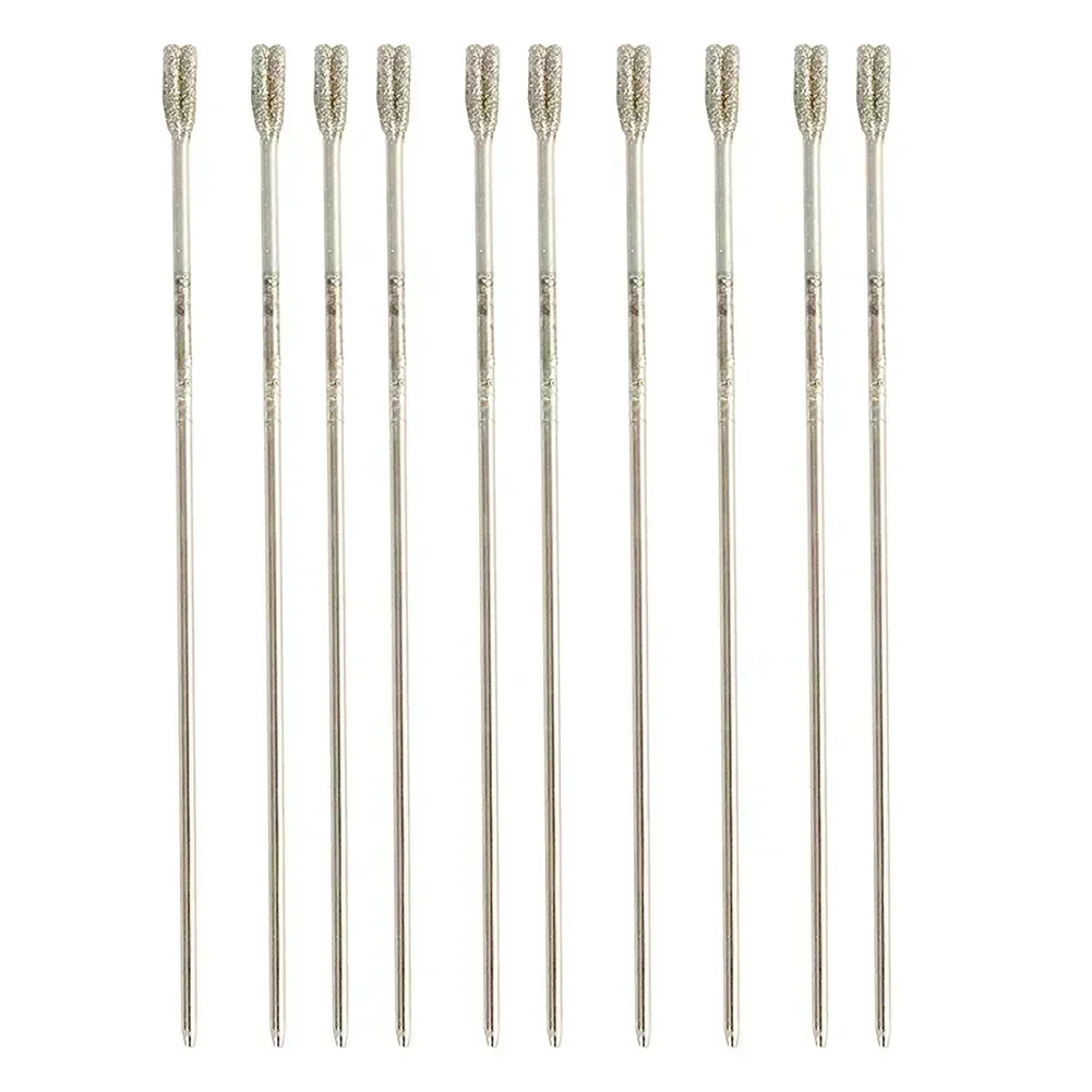 10 قطعة 1/1.8/2 مللي متر الماس مثقاب الخشب المغلفة يميل لقمة ثقب مجموعة أدوات الأظافر لحفر اليشم العقيق حجر المجوهرات
