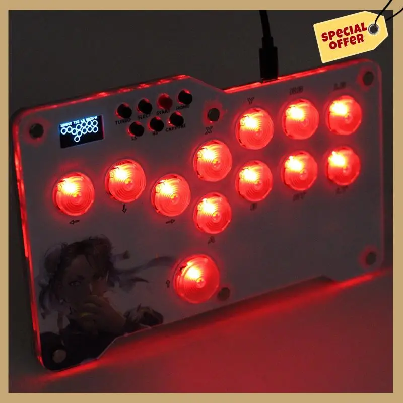 Mini Hitbox Fight Stick LED Mini Hitbox Controller Parts Accessories For PC PS4/PS3/Switch Arcade Joystick Fight Box